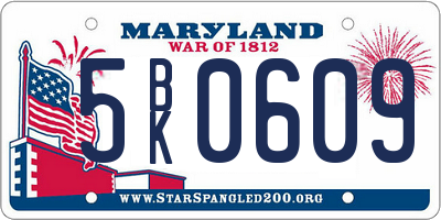MD license plate 5BK0609