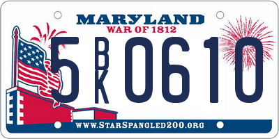 MD license plate 5BK0610