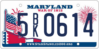 MD license plate 5BK0614