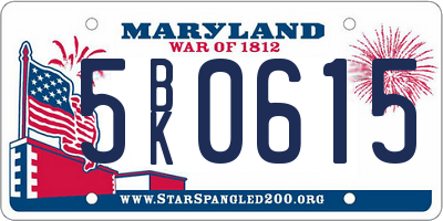 MD license plate 5BK0615