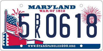MD license plate 5BK0618