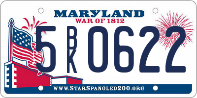 MD license plate 5BK0622