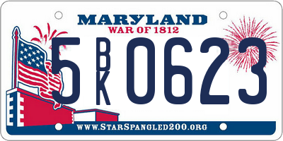 MD license plate 5BK0623
