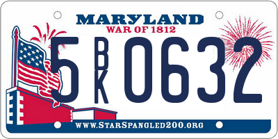 MD license plate 5BK0632
