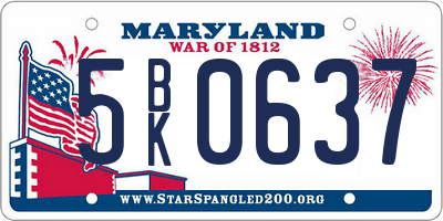 MD license plate 5BK0637