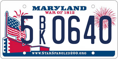 MD license plate 5BK0640