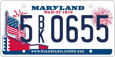 MD license plate 5BK0655