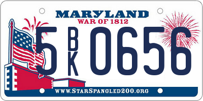 MD license plate 5BK0656