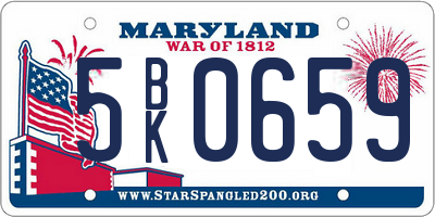 MD license plate 5BK0659