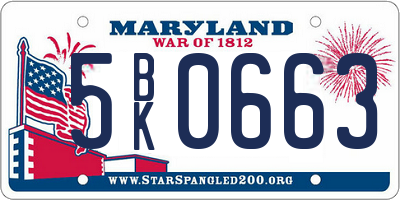 MD license plate 5BK0663