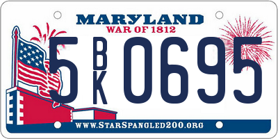 MD license plate 5BK0695