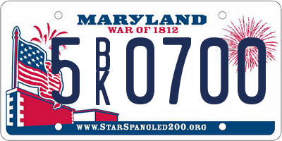 MD license plate 5BK0700