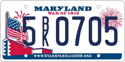 MD license plate 5BK0705