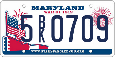 MD license plate 5BK0709