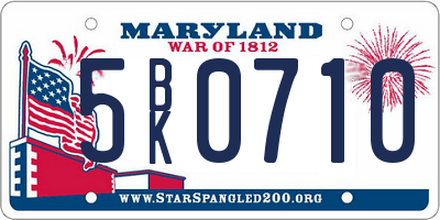 MD license plate 5BK0710