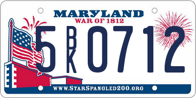 MD license plate 5BK0712