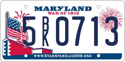 MD license plate 5BK0713