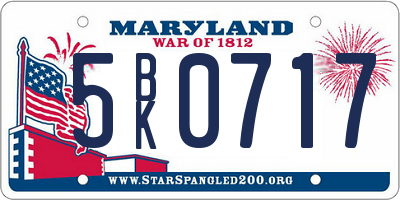 MD license plate 5BK0717