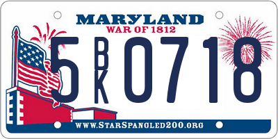 MD license plate 5BK0718