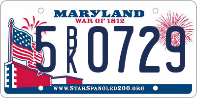 MD license plate 5BK0729