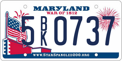 MD license plate 5BK0737