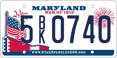 MD license plate 5BK0740