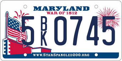 MD license plate 5BK0745