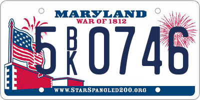 MD license plate 5BK0746