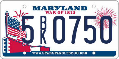MD license plate 5BK0750