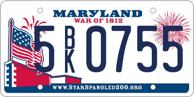 MD license plate 5BK0755