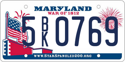 MD license plate 5BK0769