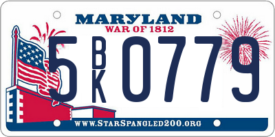 MD license plate 5BK0779