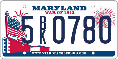 MD license plate 5BK0780