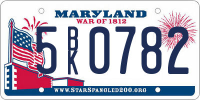 MD license plate 5BK0782