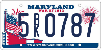 MD license plate 5BK0787