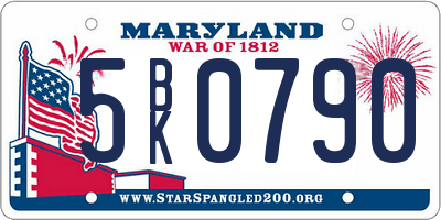 MD license plate 5BK0790