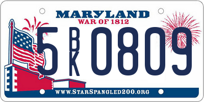 MD license plate 5BK0809