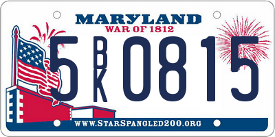 MD license plate 5BK0815