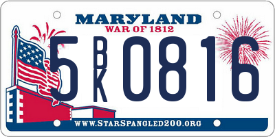MD license plate 5BK0816