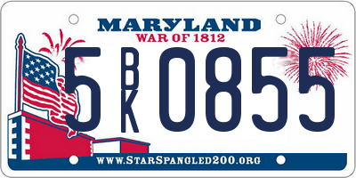 MD license plate 5BK0855