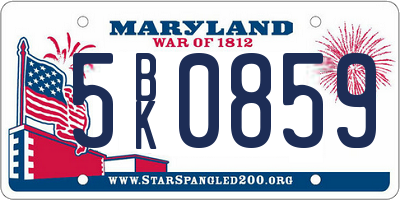 MD license plate 5BK0859