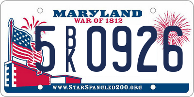 MD license plate 5BK0926