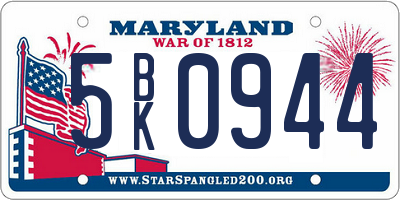 MD license plate 5BK0944