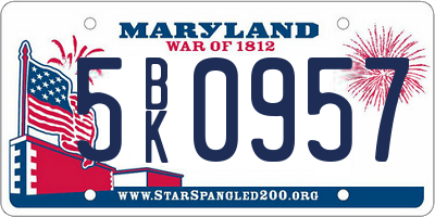 MD license plate 5BK0957