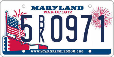 MD license plate 5BK0971