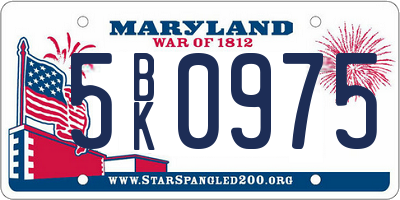 MD license plate 5BK0975