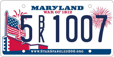 MD license plate 5BK1007