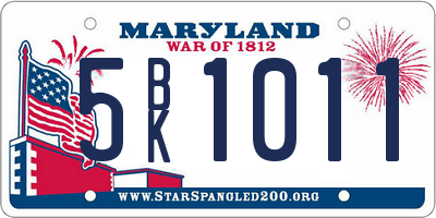 MD license plate 5BK1011