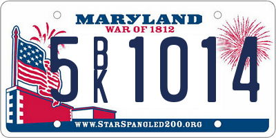 MD license plate 5BK1014