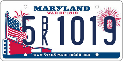 MD license plate 5BK1019